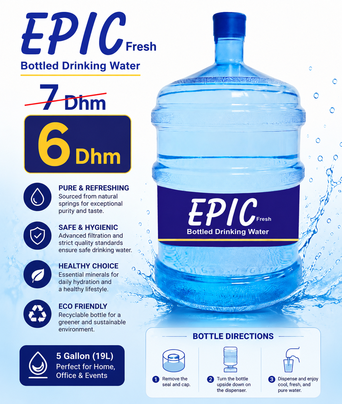 EPIC Fresh bottle directions and offer poster